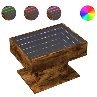 Image de vidaXL Table basse LED chêne fumé 70x50x45 cm bois composite