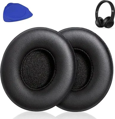 Produktbild von Ersatz-Ohrhüllen für drahtlose On-Ear-Kopfhörer, geeignet für Beats Solo 2 & Solo 3, schwarz, weiches Proteinklebermaterial.