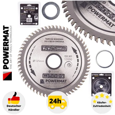 Obrázok produktu pre POWERMAT TDD-125x22,2x60Z Pílový kotúč na drevo 125x22,2mm 60Z