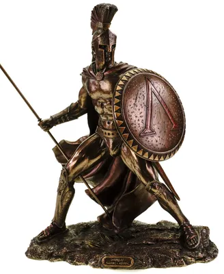 Produktbild von Leonidas Statue mit Schild und Speer - Handbemalt bronziert 34 cm Figur Veronese