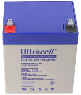 Productafbeelding van Ultracell UL4-12, 12V, 4Ah, AGM-loopplitzakk accu