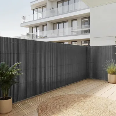 Imagen del producto de Malla de protección visual de PVC, modelo "Hidden", para exteriores, de 90 x 300 cm, color gris