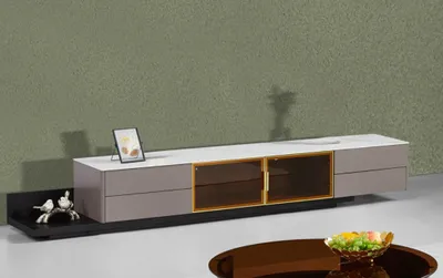 Image de Meubles de salon modernes : meuble bas TV, étagère, meubles en bois, couleur gris