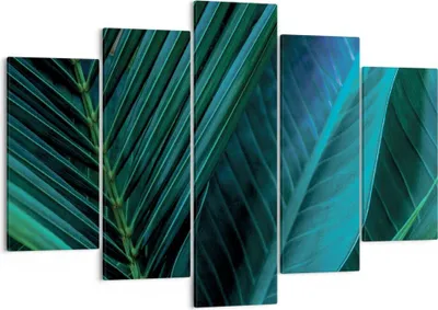 Produktbild von Bild auf Leinwand - Leinwandbild - 5 Teile - Blatt Tropen Grün - 150x100cm - Wand Bild - Wanddeko - Wandbilder - Leinwanddruck - Bilder - Wanddekoration - Leinwand bilder - Wandbild - EA150x100-5071