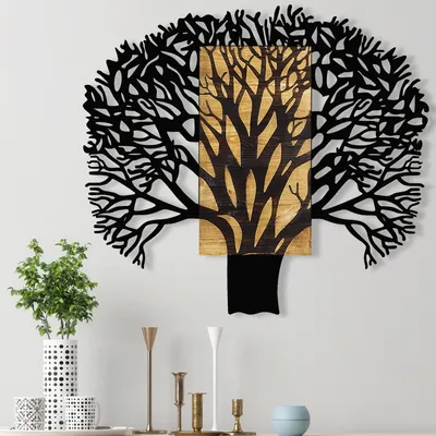 Produktbild von Wallity, Tree- SKL2172, Nussbaumfarbe,Schwarz, Sonstige Wohndekorationen, 93 x 3 x 86 cm, 100% Metall (Dicke: 1
