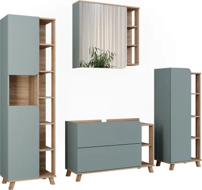 Immagine prodotto di Set di mobili da bagno Vicco Karen Sonoma/blu 4 parti, Model 55438