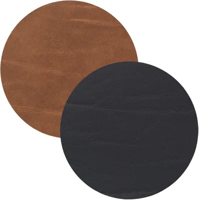 Image de LIND DNA Dessous de verre Buffalo - Cuir - Noir / Naturel - double face - ø 10 cm