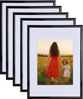 Produktbild von 3er 5er Set New Lifestyle Kunststoff Bilderrahmen mit Passepartout & Kunststoffglas Collage Wanddeko - Farbe: 5er Pack Schwarz | Format: 15x20