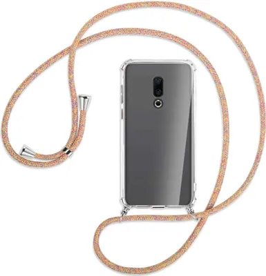 Produktbild von Handykette Backcover-Schutzhülle mit Band (Metall silberfarben) für Meizu 16 (M882Q) - Rainbow