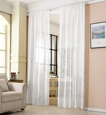 Produktbild von Famanu transparente Vorhänge mit Leinenlook - 2,25 m x 1,4 m