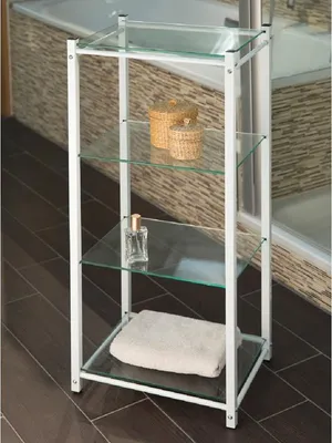 Produktbild von Badregal Glasregal Metall weiß 4 Glasböden