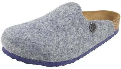 Produktbild von Birkenstock Amsterdam Rivet Kids Kinder Pantoffel graublau (doubleface powder blue), 1014550