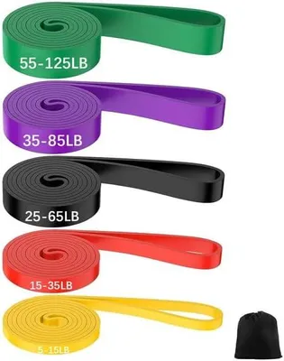 Productafbeelding van Weerstandsbanden set, 5 kleuren, latex, 21x11x5 cm, voor fitnesstraining