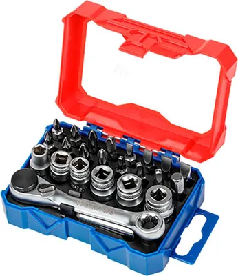 Produktbild von Mini Ratschenschlüssel 1/4, 32-teiliges Bit-Set