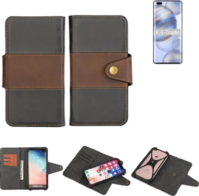 Produktbild von K-S-Trade Handyhülle Schutzhülle Hülle Bookstyle Wallet-Case kompatibel mit Huawei Honor 30 Pro+ Bumper Rundumschutz schwarz-braun 1x