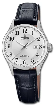 Imagen del producto de Reloj de pulsera Festina para mujer, fabricado en Suiza, correa de cuero negra, modelo D3UF20009/5