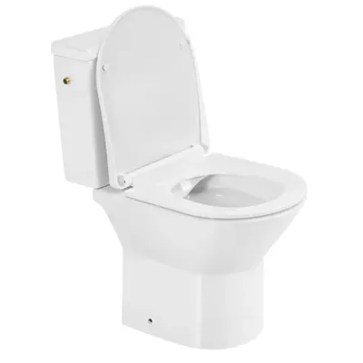 Immagine prodotto di VBChome Kit completo per WC a pavimento, compatto, senza brida, con cassetta di scarico e sedile con sistema di chiusura ammortizzata, bianco, in Vetroceramica. Scarico universale