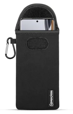 Productafbeelding van MobyDefend Hoesje - Geschikt voor Oppo Reno10 / Oppo Reno10 Pro - Neopreen Pouch Met Karabijnhaak - Insteek - Riemlus - Zwart
