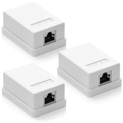 Produktbild von deleyCON CAT 6a Netzwerkdose 1x RJ45 Buchse FTP 10 Gbit, 3 Stück - Weiß