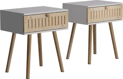Produktbild von Nachttisch Vicco Holk Weiß/Kiefer 2-er Set, Model 54227