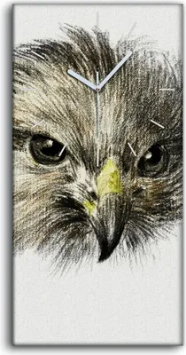 Produktbild von Wanduhr Bürouhr Leinwand Bild 30x60 Gemälde Zeichnung Tier Vogel Kunst - weiße Hände