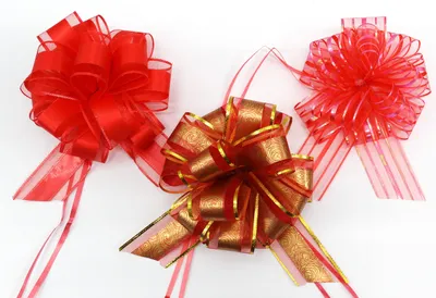 3er-Set Zugschleifen, 16 cm, rot, Polyband, Geschenkschleifen