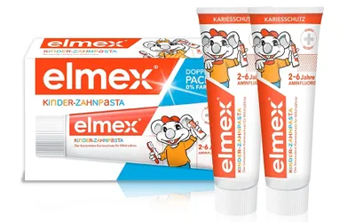 Zdjęcie produktu dla Elmex, Pasta dla dzieci 2-6 lat, 2x 50ml (PRODUKT Z NIEMIEC)