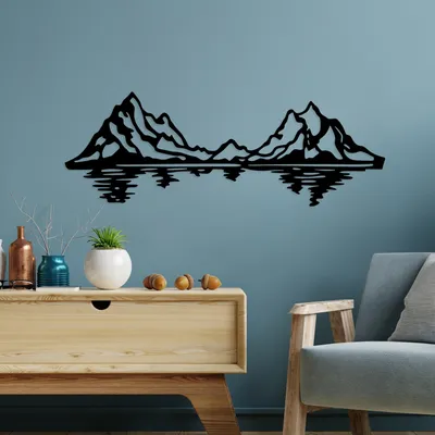 Produktbild von Wallity, Mountains, Wanddeko, Schwarz, Metall, 25 x 72 cm