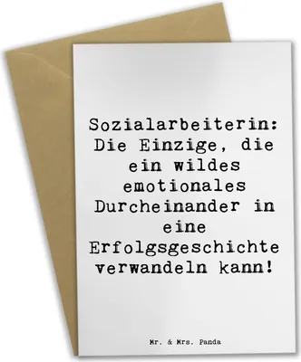 Produktbild von Mr. & Mrs. Panda Glückwunschkarte Spruch Sozialarbeiterin Erfolg - Weiß - Geschenk, Beruf, Empathie, osterkarten, Motivation, Berufe, weihnachtskarten, Vertrauen, Geduld