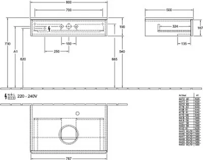 Produktbild von Villeroy & Boch K08051GK WTUS Antao K08_5 800x190x500mm