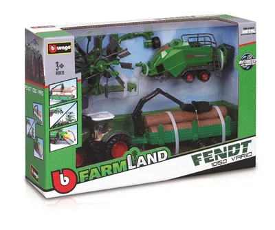 Produktbild von Bburago 18-31668 - Traktor - Fendt 1050 Vario mit 3 verschiedenen Anhängern (10cm)