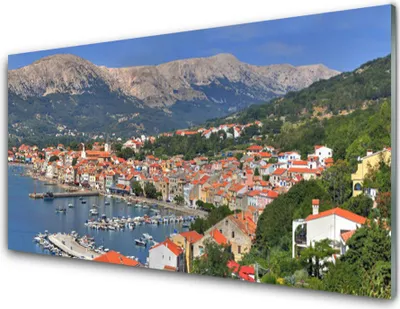 Produktbild von Acrylglasbilder 100x50 Wandbild Druck Stadt Gebirge Meer Landschaft