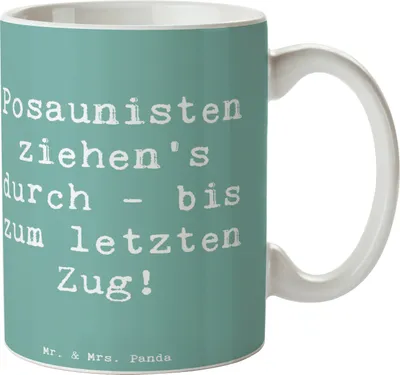 Produktbild von Mr. & Mrs. Panda Teetasse Spruch Trombone Durchzieher - Meeresbrise - Geschenk, Instrument, Musik, Musikinstrument, Trinkbecher, Blechblasinstrument, Becher, Tasse