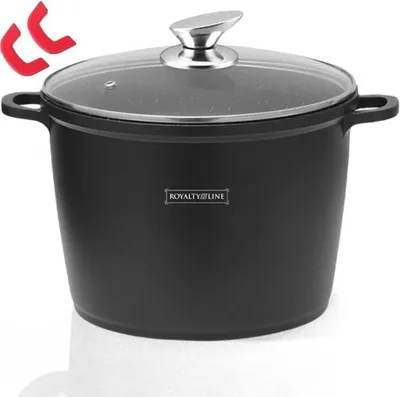 Zdjęcie produktu dla Royalty Line RL-AD24M: Zapiekanka z powłoką marmurową i szklaną pokrywką - 24 cm