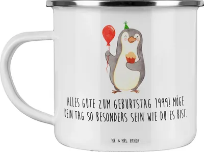 Produktbild von Mr. & Mrs. Panda Teetasse 1999 Geburtstag - Weiß - Geschenk, Pott, Teebecher, Feier, liebevolle Geburtstagsgrüße, Alter, becher emaille, 1999er Jahrgang, Slogan, Tasse