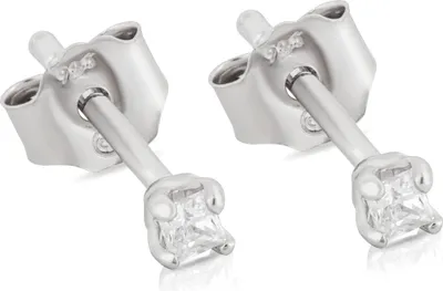 Produktbild von Paar 925 Sterling Silber Rhodiniert Ohrstecker Weiß Cubic Zirkonia 2mm 5346