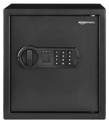 Produktbild von Amazon Basics Elektronischer Tresor aus Stahl mit programmierbarem digitalem Tastenfeld für Schmuck, Geld, Wertsachen, 34 l, 33 cm x 33 cm x 36 cm