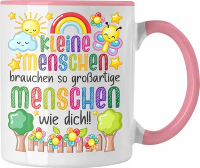 Produktbild von Trendation - Erzieherin Tasse Geschenk Danke Dankeschön Abschiedsgeschenk Beste Kindergärtnerin Spruch Großartige Menschen Wie Dich (Rosa)