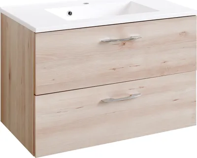 Produktbild von Waschtisch Waschplatz Waschbeckenschrank Badezimmermöbel "Porto I" (80 cm, Buche)