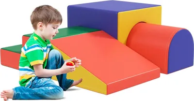 Immagine prodotto di Set di 4 blocchi di costruzione morbidi in schiuma, blocchi di costruzione giganti, giocattoli da costruzione, blocchi di schiuma per bambini di 1-3 anni, in Similcuoio EPE