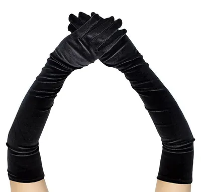 Produktbild von Samt-Handschuhe Damen 65 cm Ellenbogenlänge Schwarz