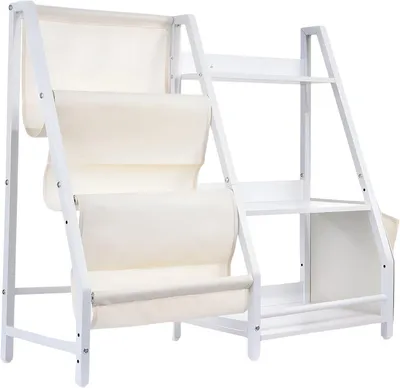Produktbild von Freistehendes Kinderbücherregal – Holz Bücherregal mit 3 offenen Fächern – für Kinderzimmer & Spielzimmer – Weiß
