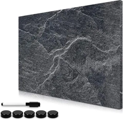 Produktbild von Magnettafel – Magnetische Memotafel – 1 Stück – Schwarzes Stein-Design – 60 x 40 cm