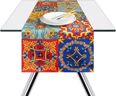 Produktbild von Tischläufer Trinacria aus 100% Baumwolle, 140 x 45 cm