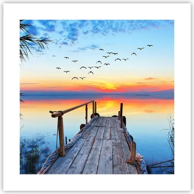 Produktbild von Poster - Poster ohne Rahmen - Brücke See - 40x40 cm - Wand Bild - Wanddeko - Wandbilder - Kunstposter - Wandposter - Bilder - Kunstdruck - Wanddekoration - Wandbild - P2XAC40x40-3818