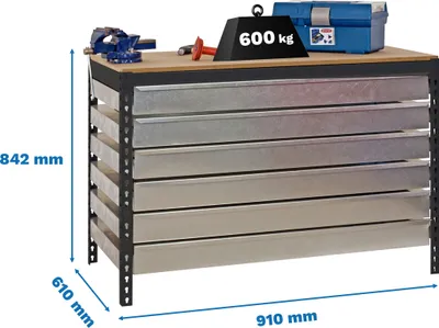 Immagine prodotto di Simonrack Banco da lavoro SIMONWORK BT5 BOX anthrazit 6 Schubladen 91,0 x 61,0 x 84,2 cm