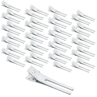 Produktbild von 40 Entenschnabel-Haarspangen, 4,5 cm Haarspangen, silberne Haarspangen, Krokodilklemmen, Metallhaarspangen für DIY-Frisuren, Haarspangen für Damen, Friseursalon, Mädchenfrisuren, Friseur