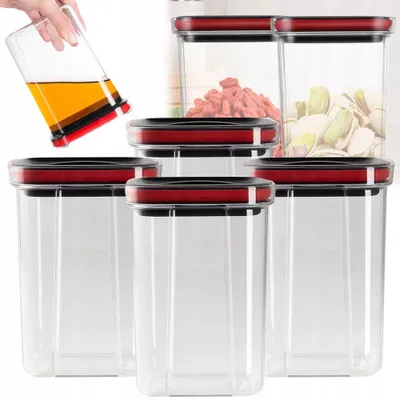 Obrázek produktu pro Sada 4 plastových kuchyňských dóz na potraviny s víkem 1200 ml