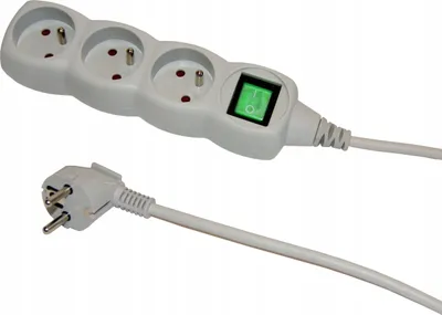 Obrázok produktu pre Predlžovací kábel s 3 zásuvkami, sivý, s vypínačom, 250 V, IP20, 3 m