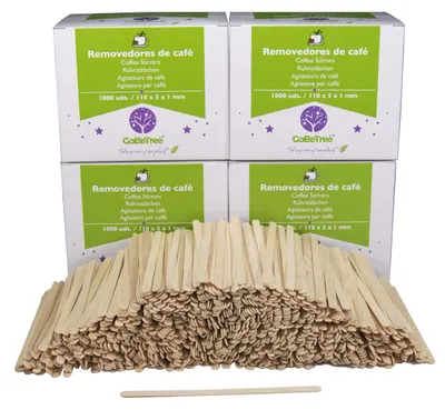 Produktbild von 4000 Holz Rührstäbchen 11 cm - Biologisch Abbaubare Kaffeesticks